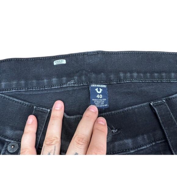 "True Religion" Ricky Relaxed Straight Black Mens Jeans SZ 40 Clubwear Designer - Picture 3 of 13